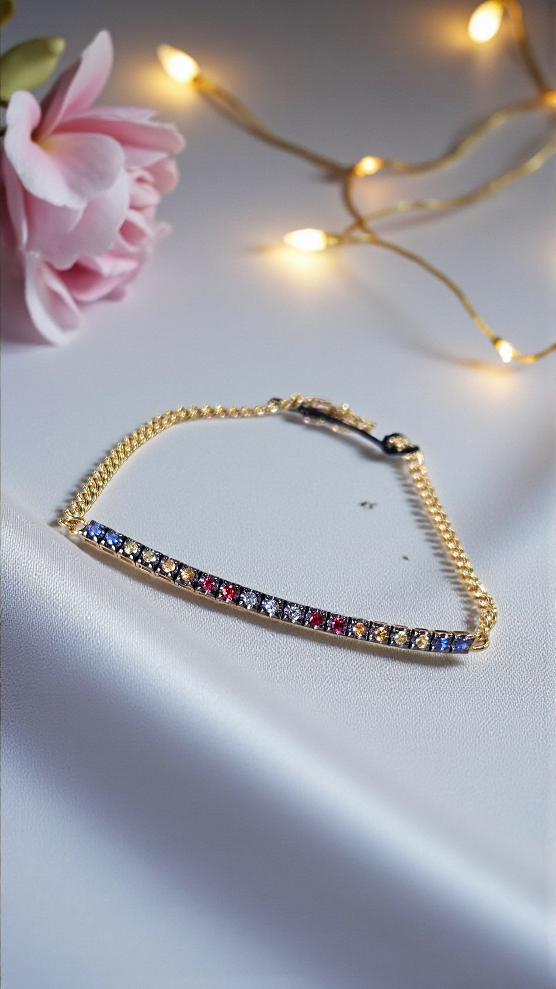 Златна гривнас цветни сапфири I Gioielli del Sole