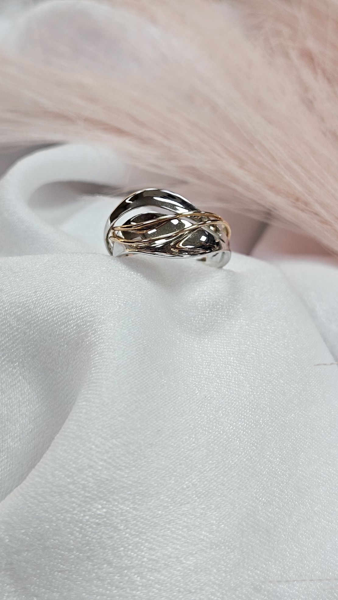 Златен пръстен от бяло и розово злато „Eterna Duo“