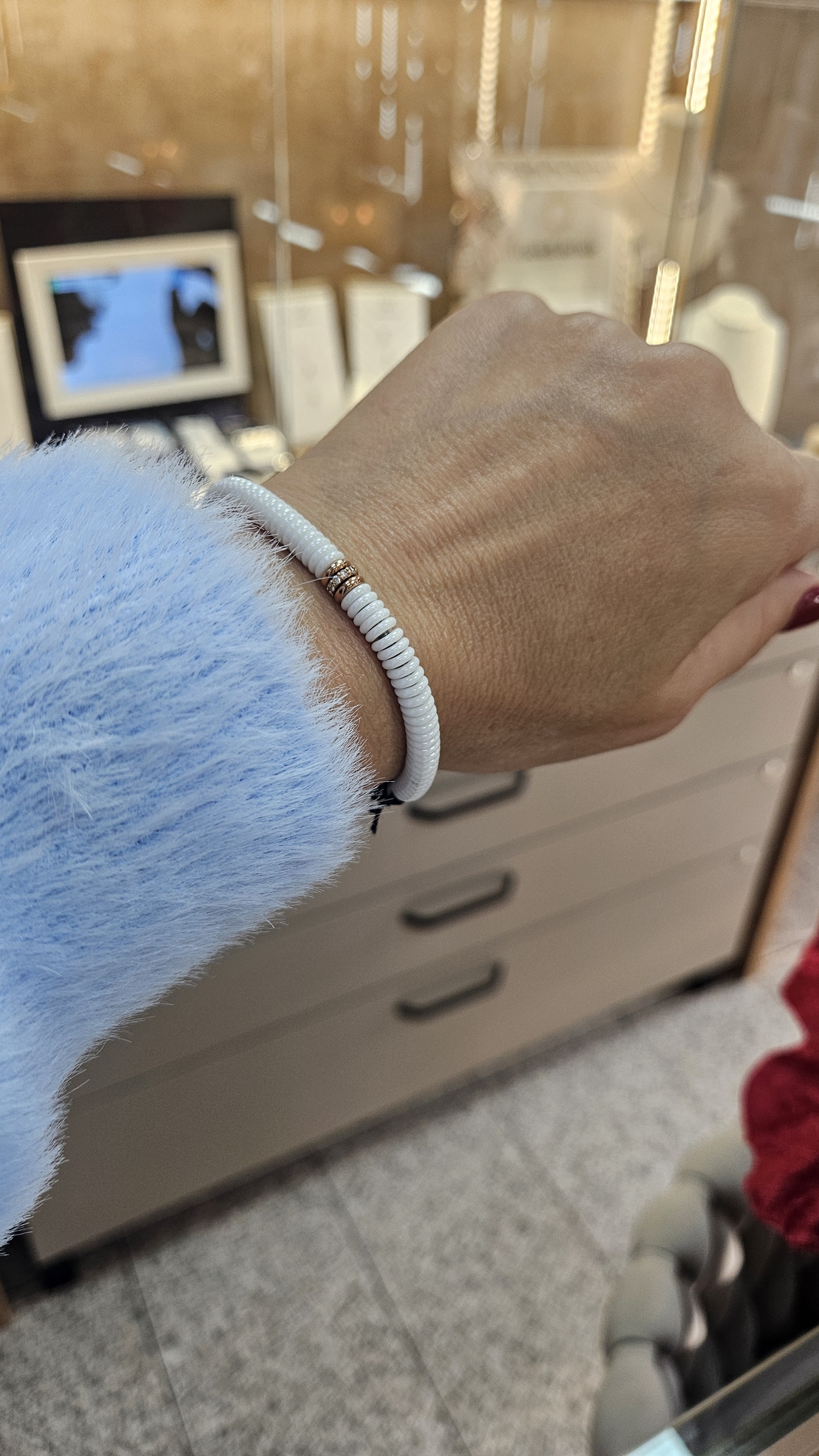 Еластична гривна с Керамика, 18К злато и Диаманти Gioia