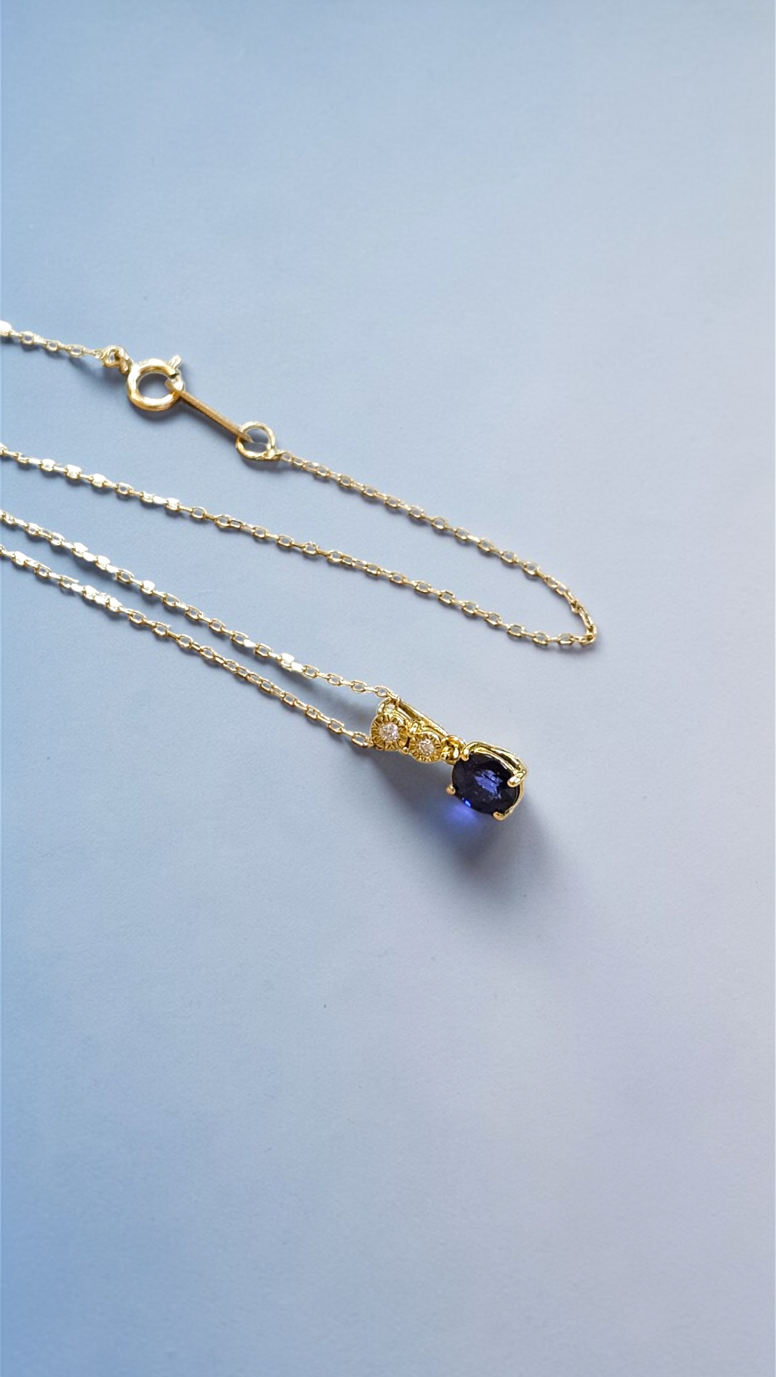 Дамско колие със Сапфир и диаманти от 18К злато I Gioielli del Sole