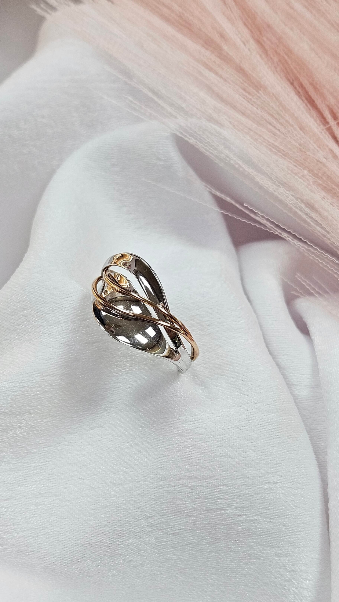 Златен пръстен от бяло и розово злато „Eterna Duo“