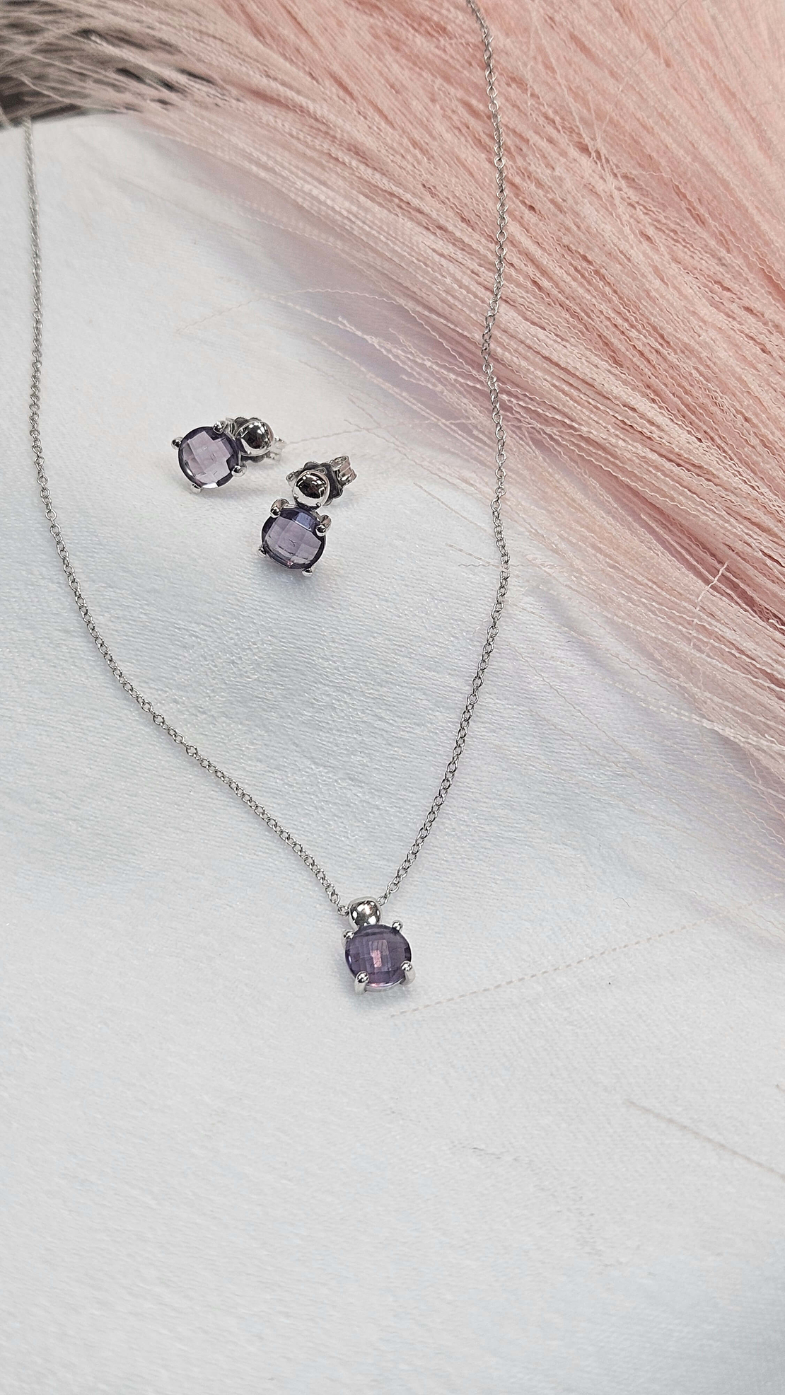 Комплект от бяло злато и Аметист