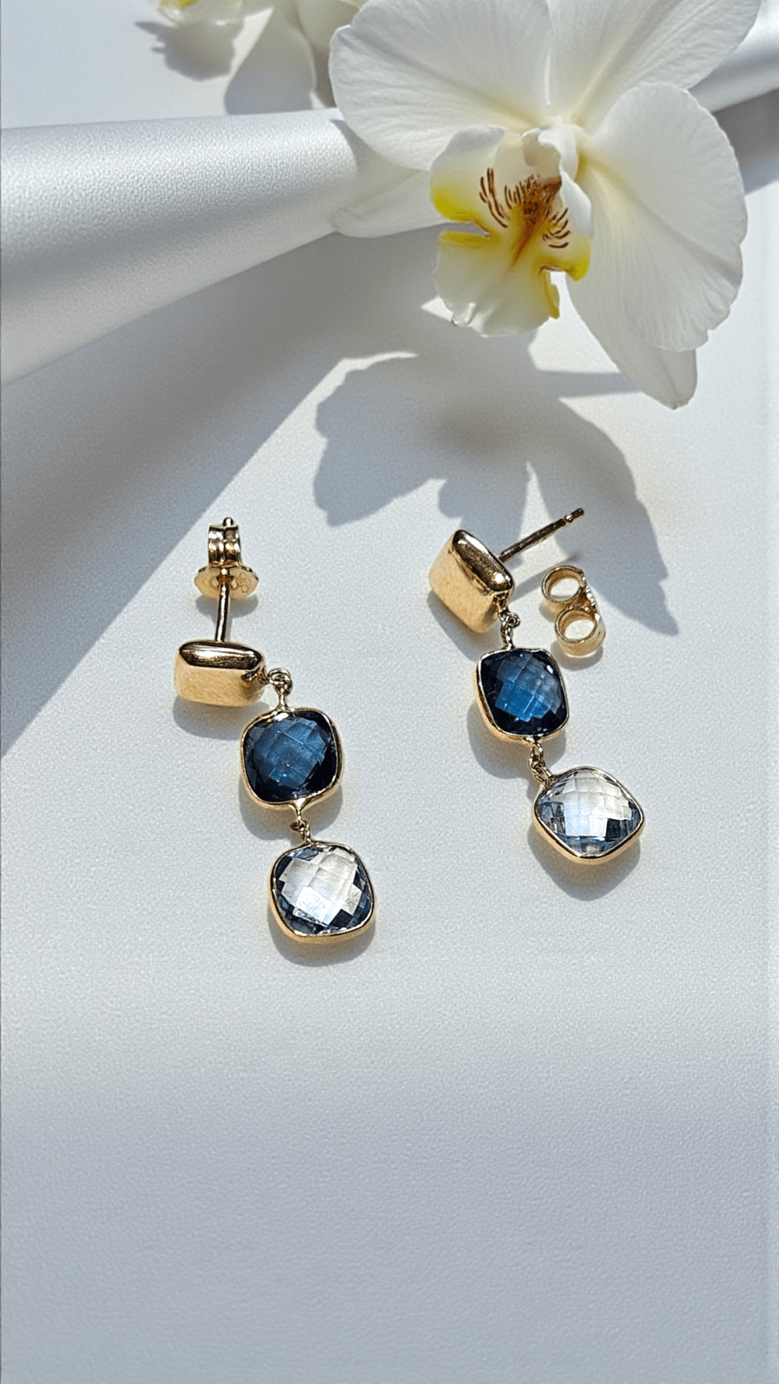 Златни обеци с Топаз, Топаз Лондон Блу