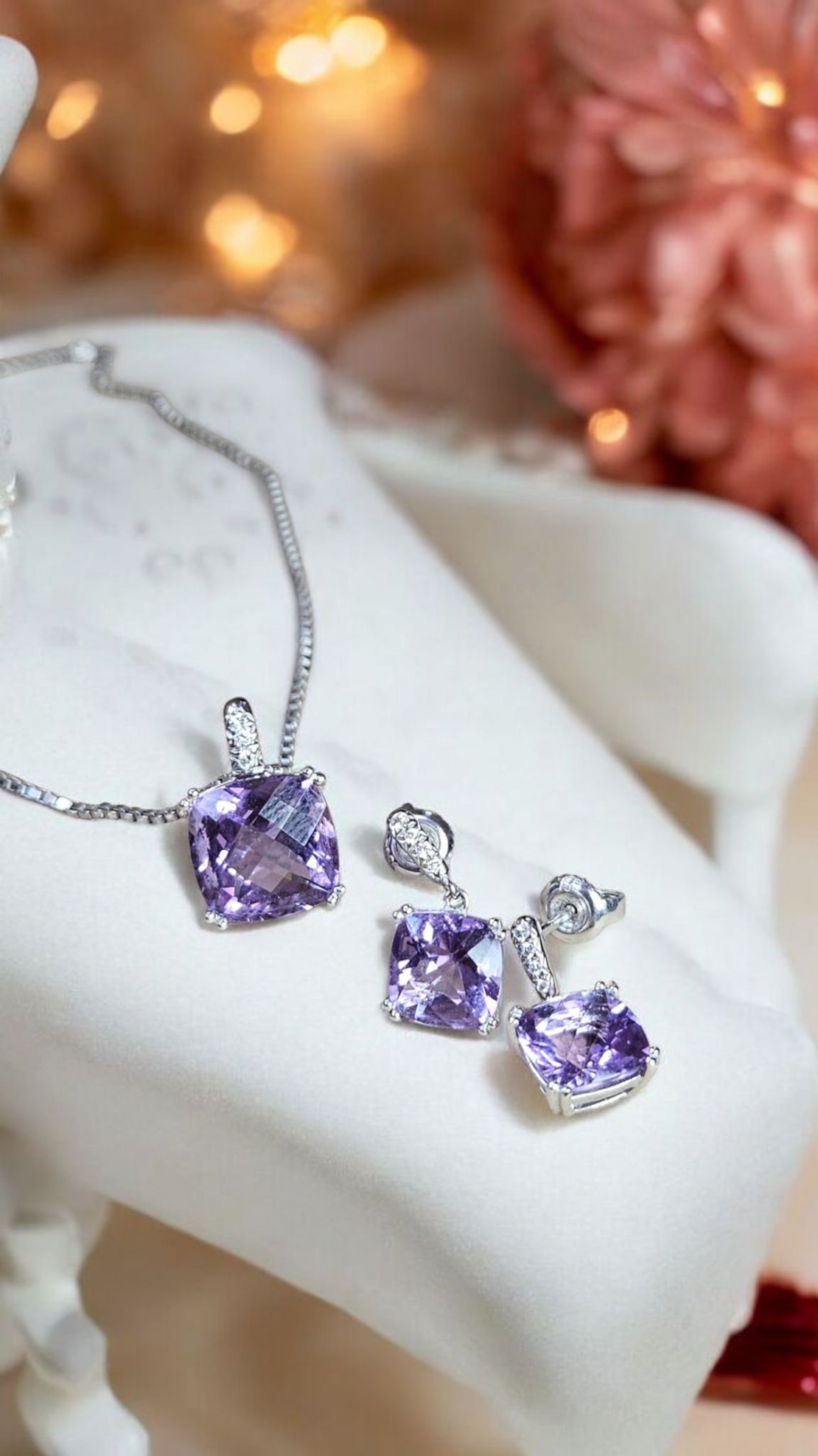Златенкомплект с аметист и диаманти