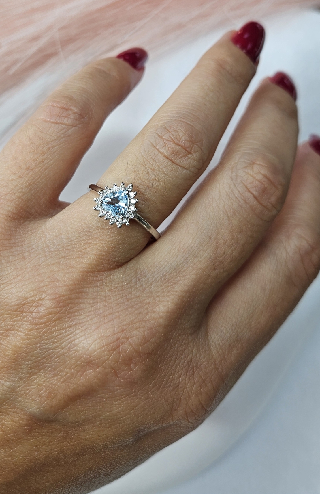 Златен пръстен от бяло злато 18К Аквамарин и Диаманти The Frozen Kingdom