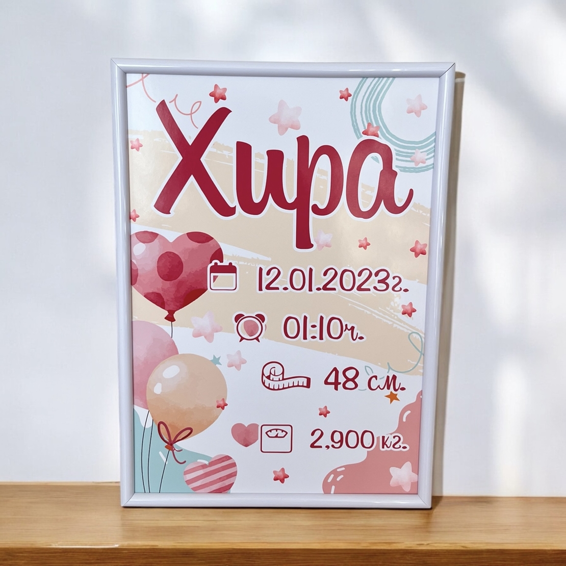 Бебешка визитка в рамка -  Елизабет