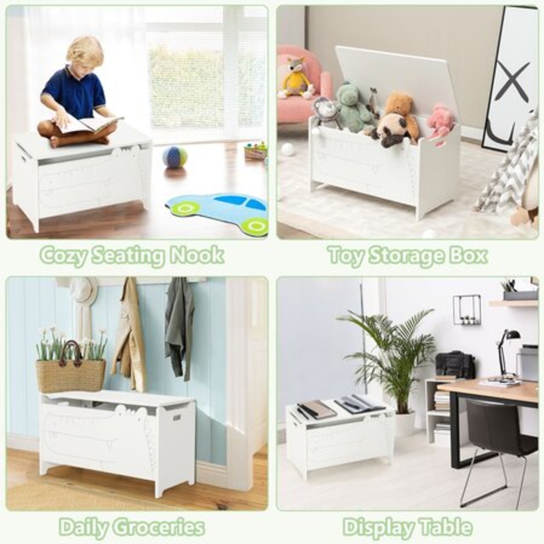 Дървена кутия за играчки и пейка 2в1, Costway
