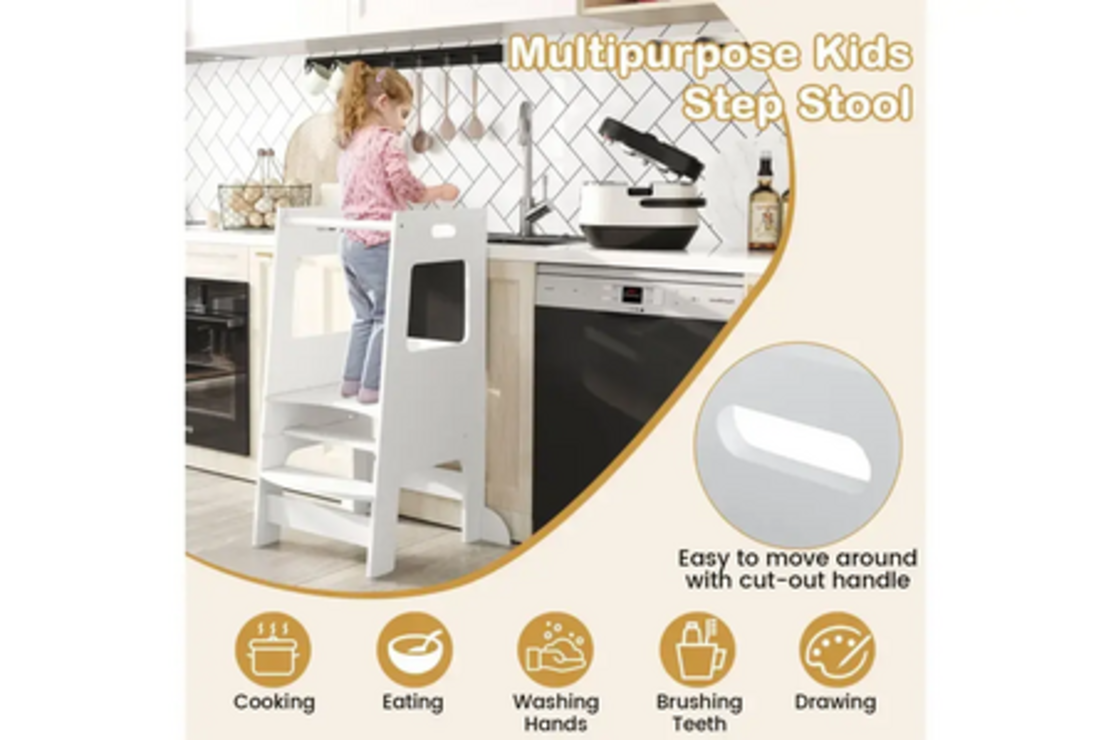 Обучителна монтесори кула 2в1, бяла, Costway