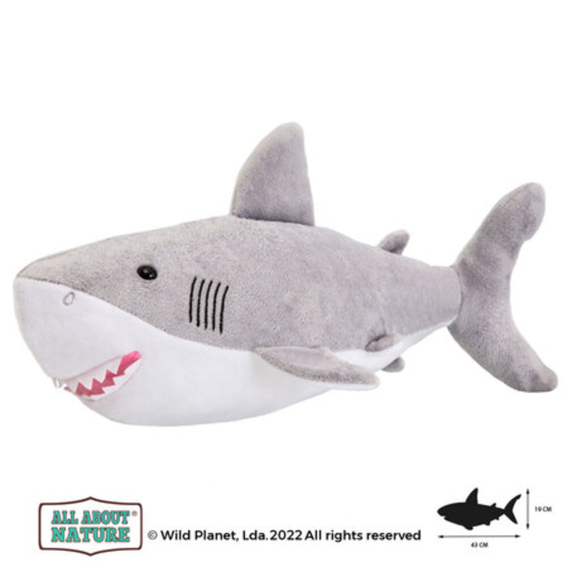 Плюшена играчка, Голяма бяла акула 36см. Wild Planet