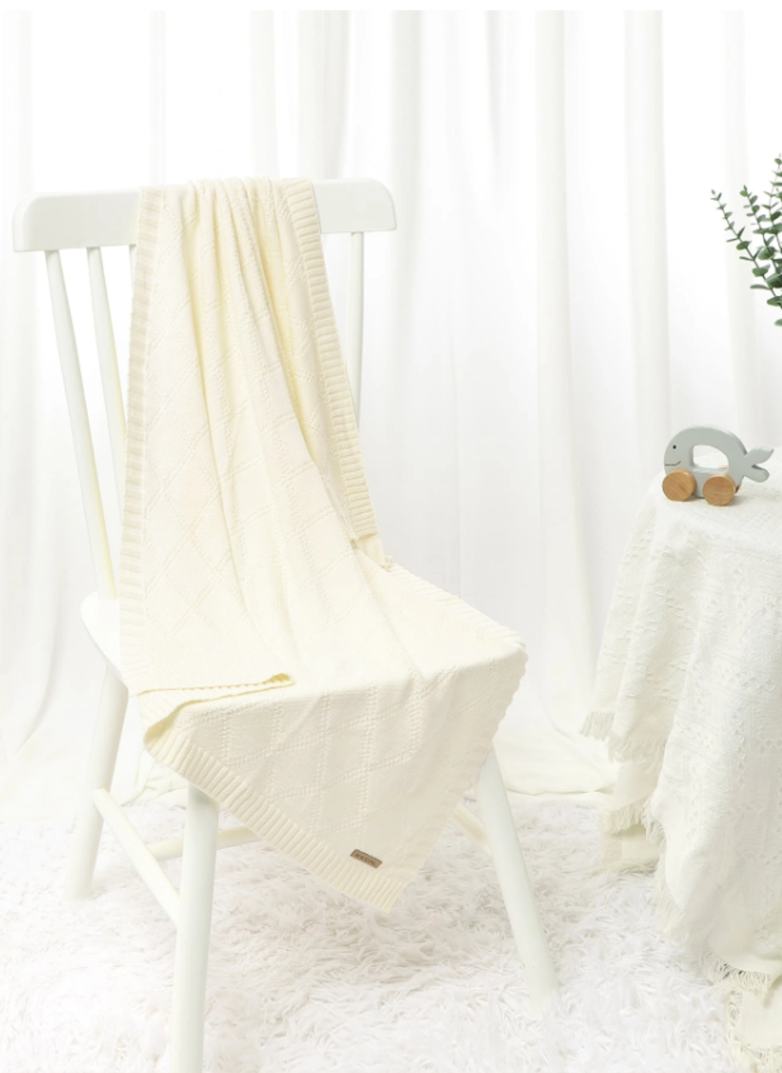 Мекичко памучно одеяло white