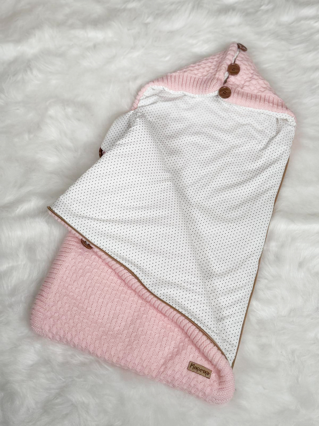 Порт-бебе - плетено одеяло с подплата в розово