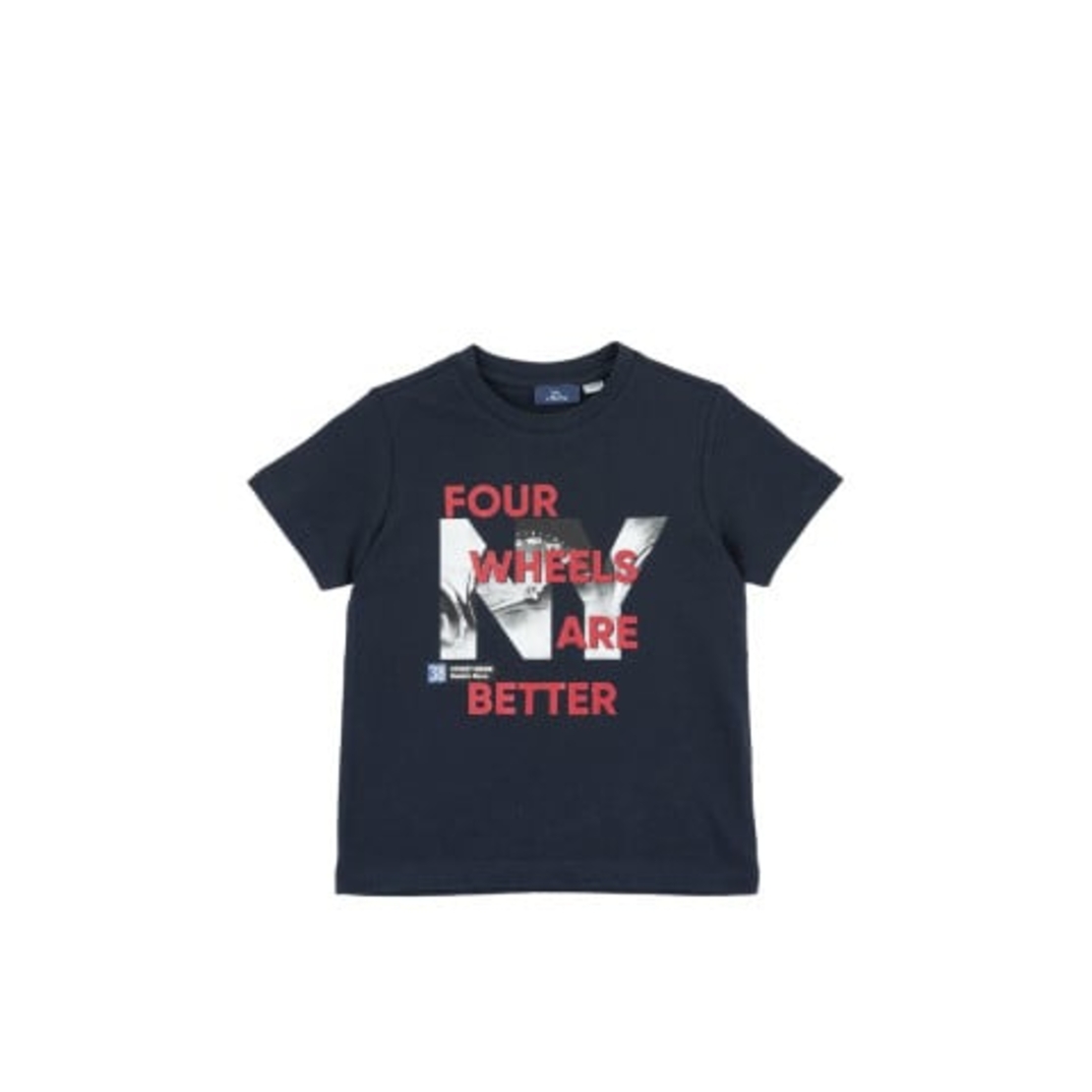 CHICCO Boys Four Wheels Are Better Tee Dark Blue