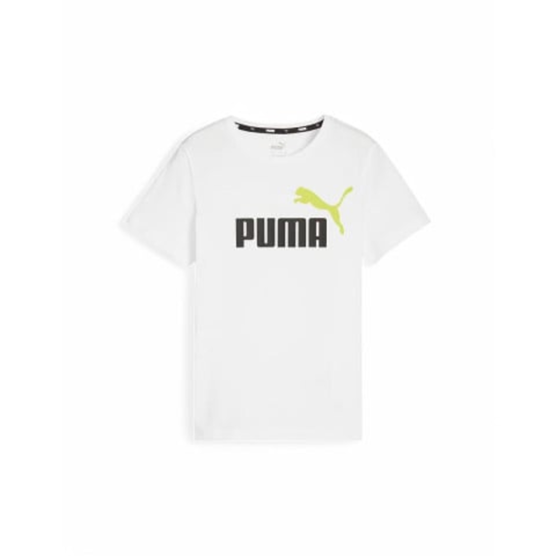 PUMA Essentials+ Two-Tone Logo Tee White/Lime