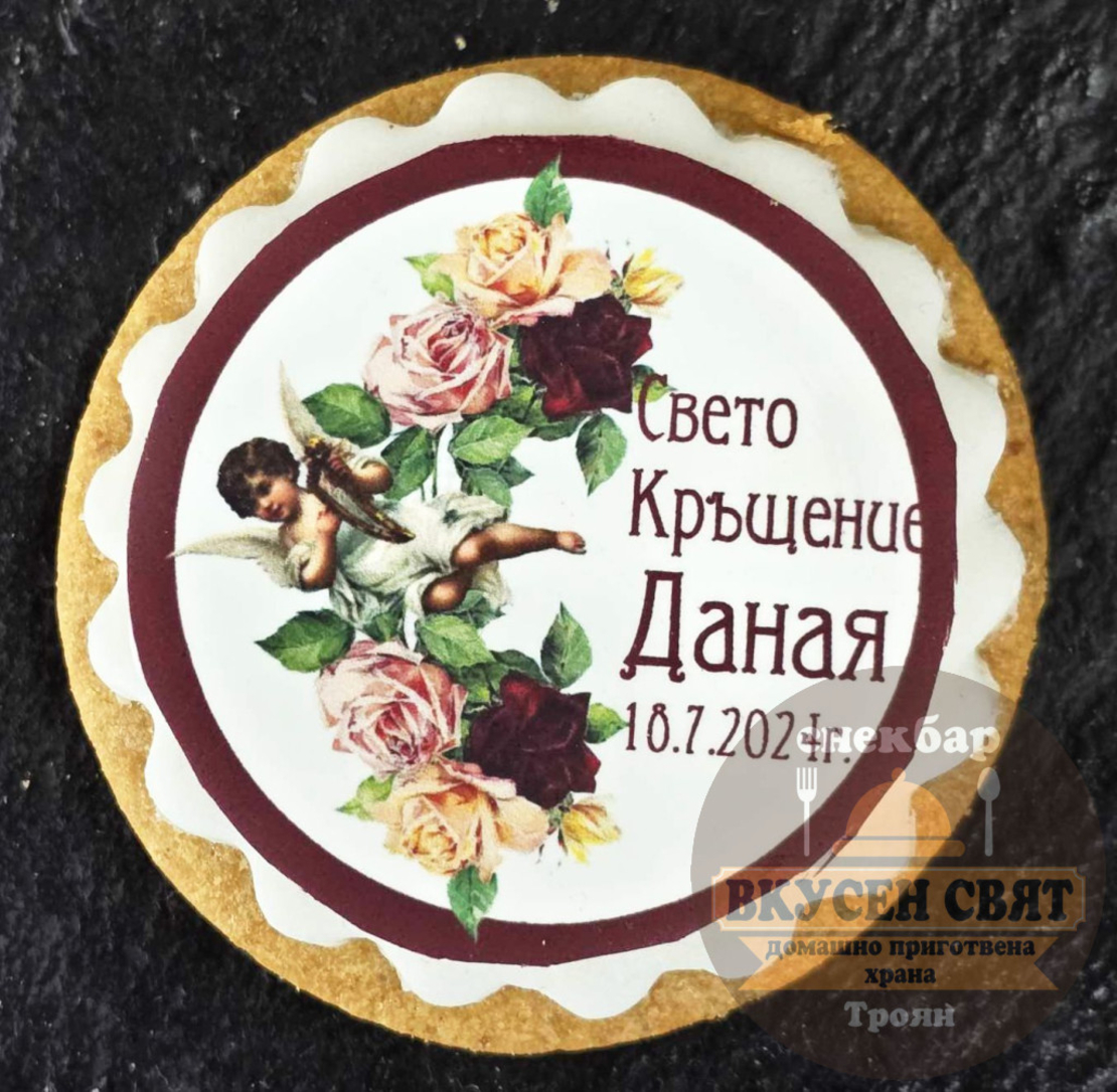Бисквитка с принт Ангелче с арфа