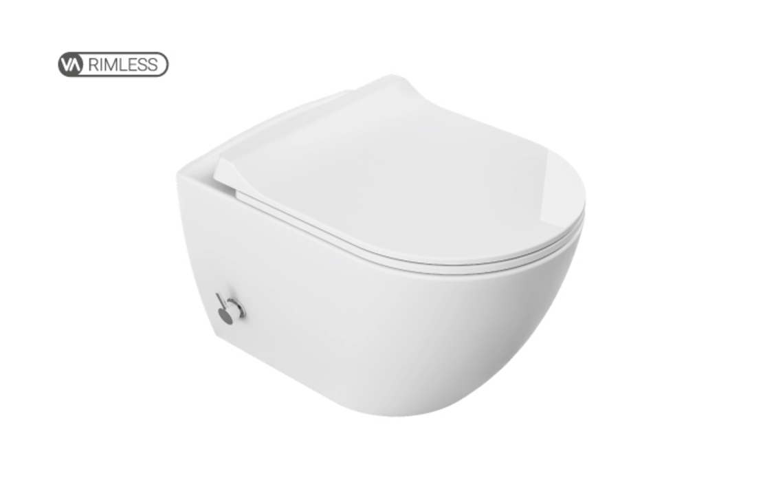 SUADAK77 - Конзолна т. чиния с биде, със смесител за топла и студена вода +slim капак с плавно затваряне