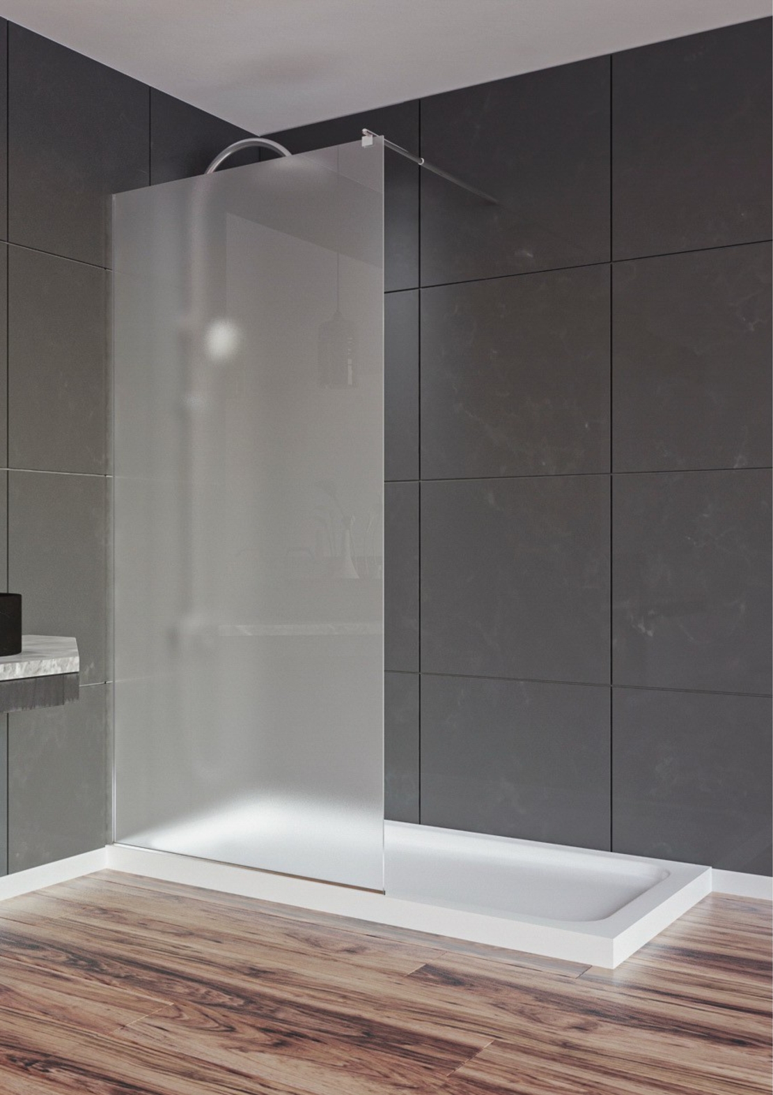 BRATOS - 004-Параван - хром профил ,прозрачно закалено стъкло 8мм 