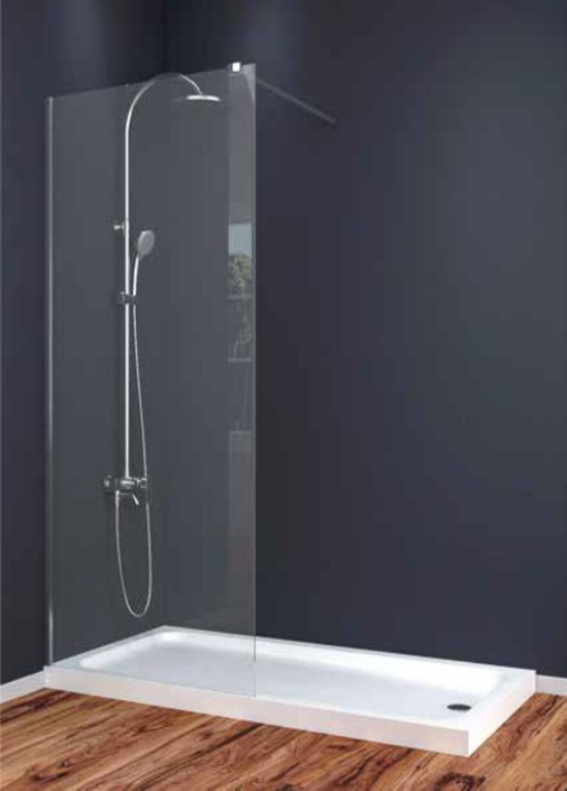 BRATOS - 001 Параван - хром профил ,прозрачно закалено стъкло 8мм 