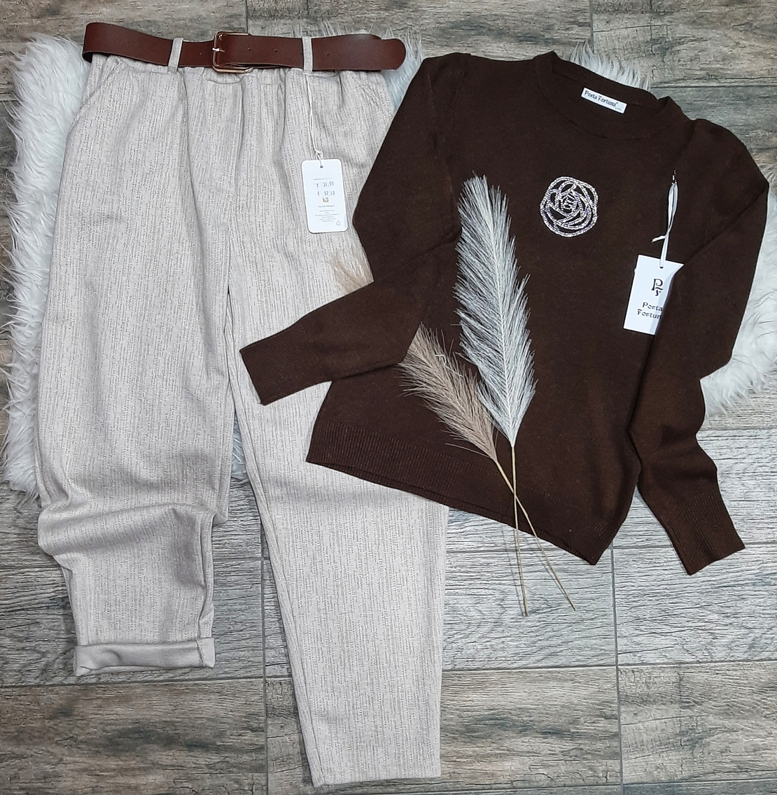 Дамски панталон Екрю