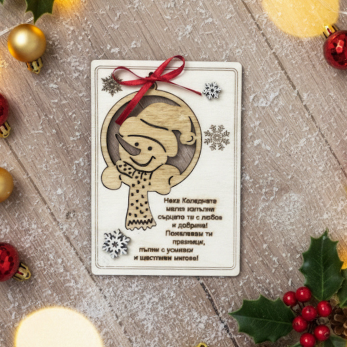 Коледна картичка с подвижен елемент 