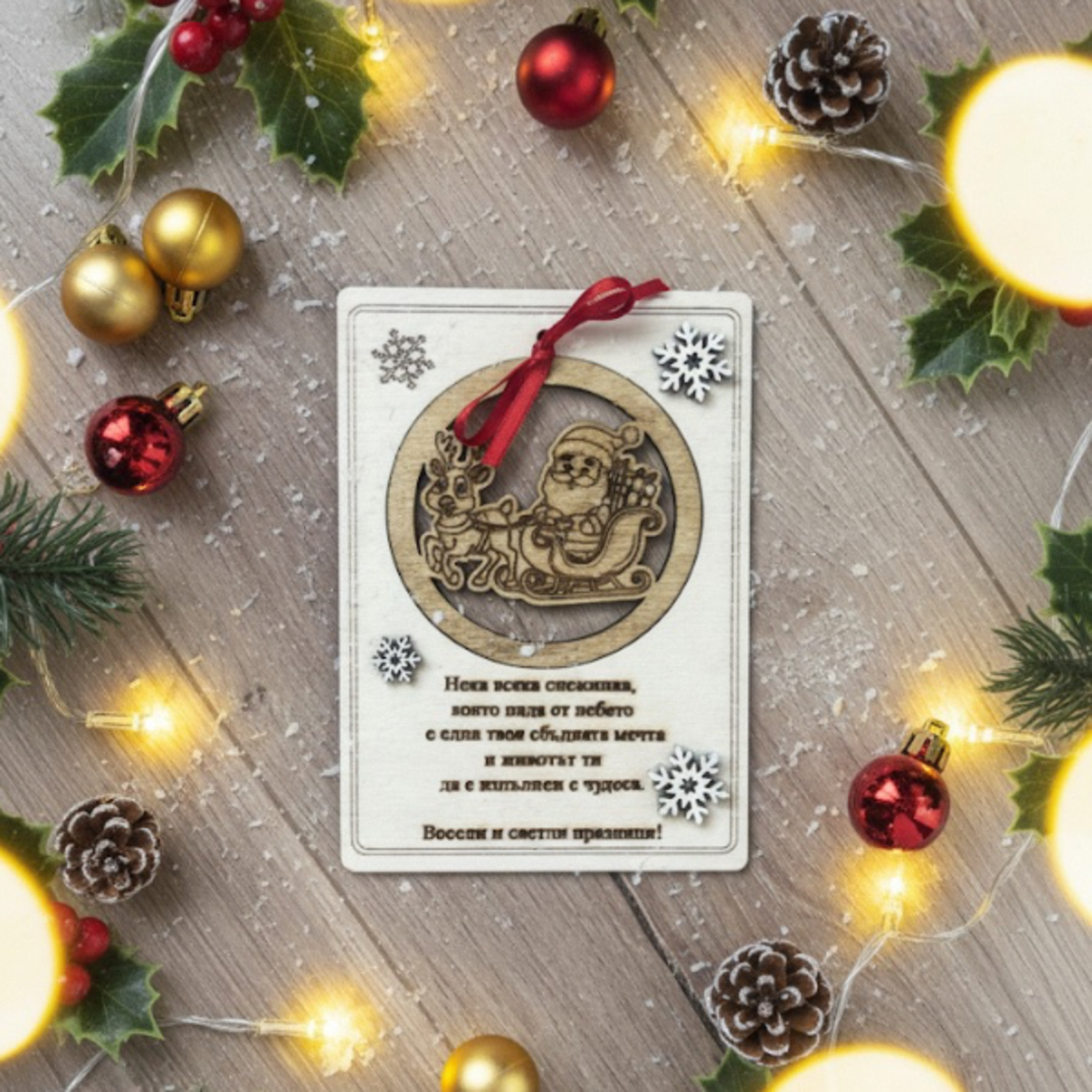 Коледна картичка с подвижен елемент 