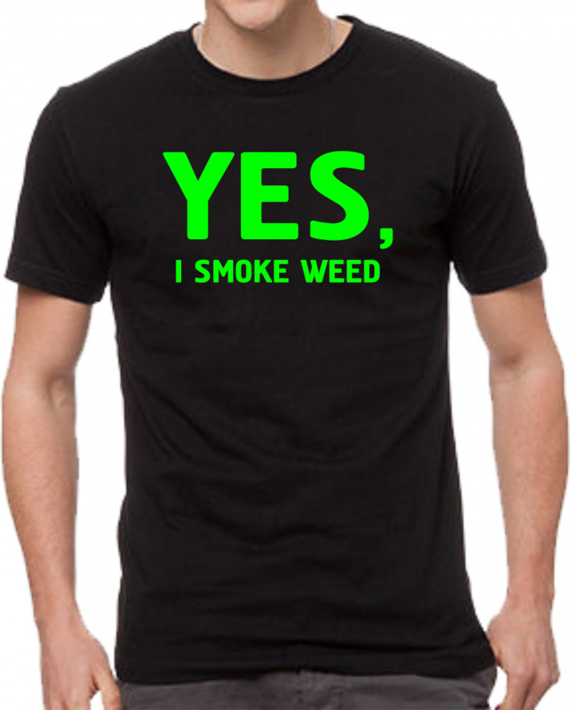 Черна мъжка тениска - Yes, i smoke weed