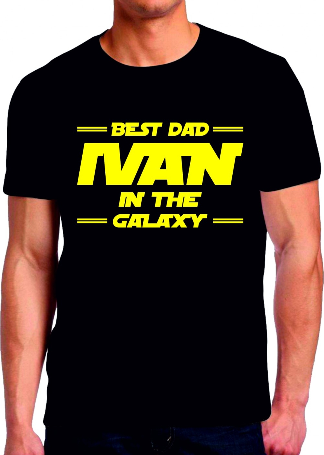 Черна тениска - Best dad Ivan in the galaxy