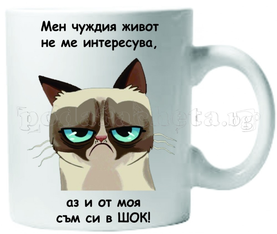Бяла керамична чаша - Grumpy Cat 33