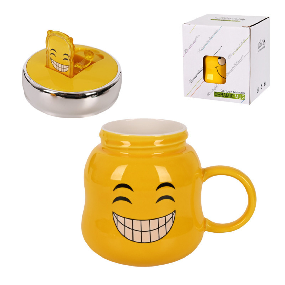 Забавна чаша - Emoji с капак