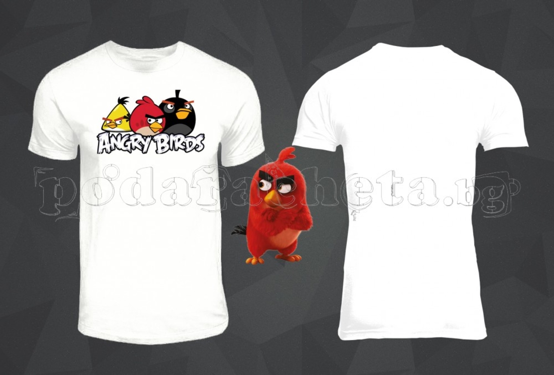 Бяла мъжка тениска - Angry Birds 4