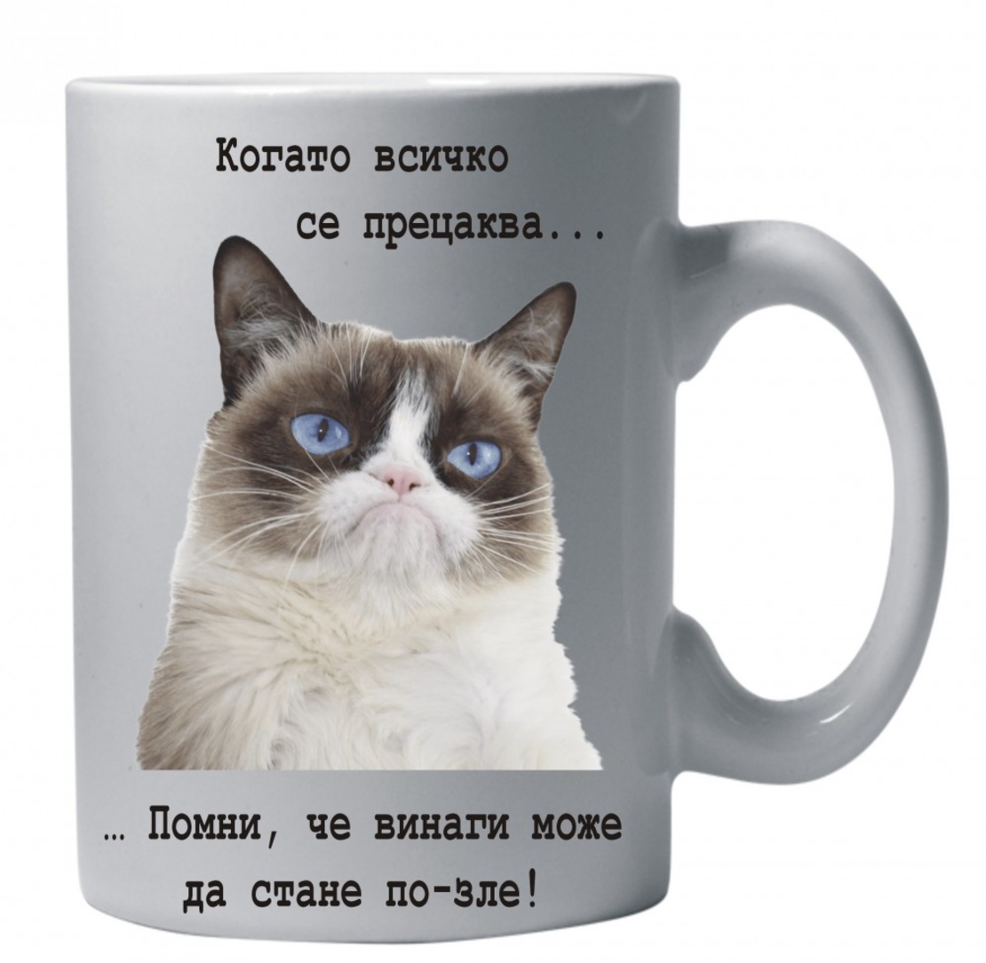 Бяла керамична чаша - Grumpy Cat 46