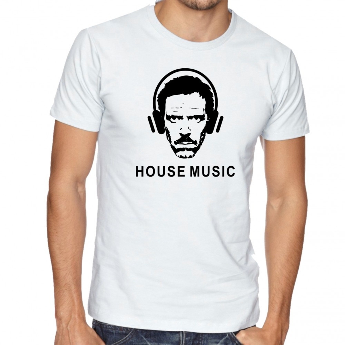 Бяла мъжка тениска FOTL - House music