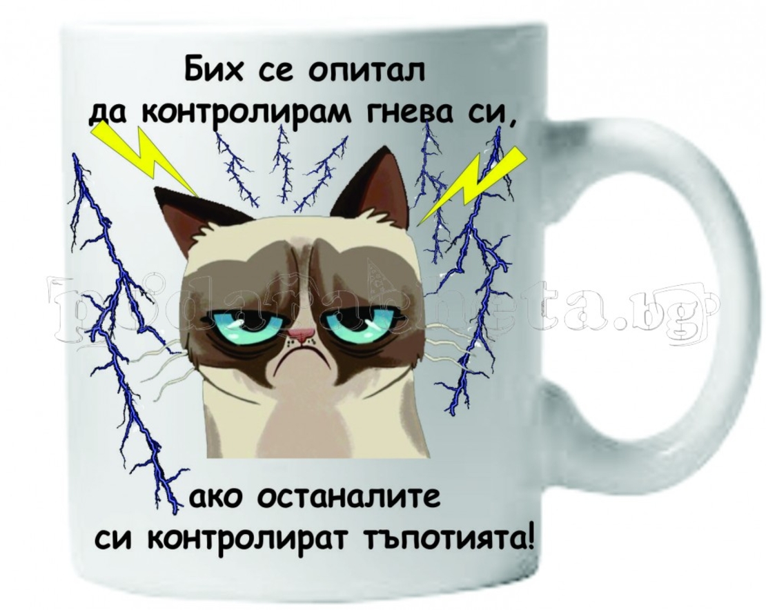 Бяла керамична чаша - Grumpy Cat 31
