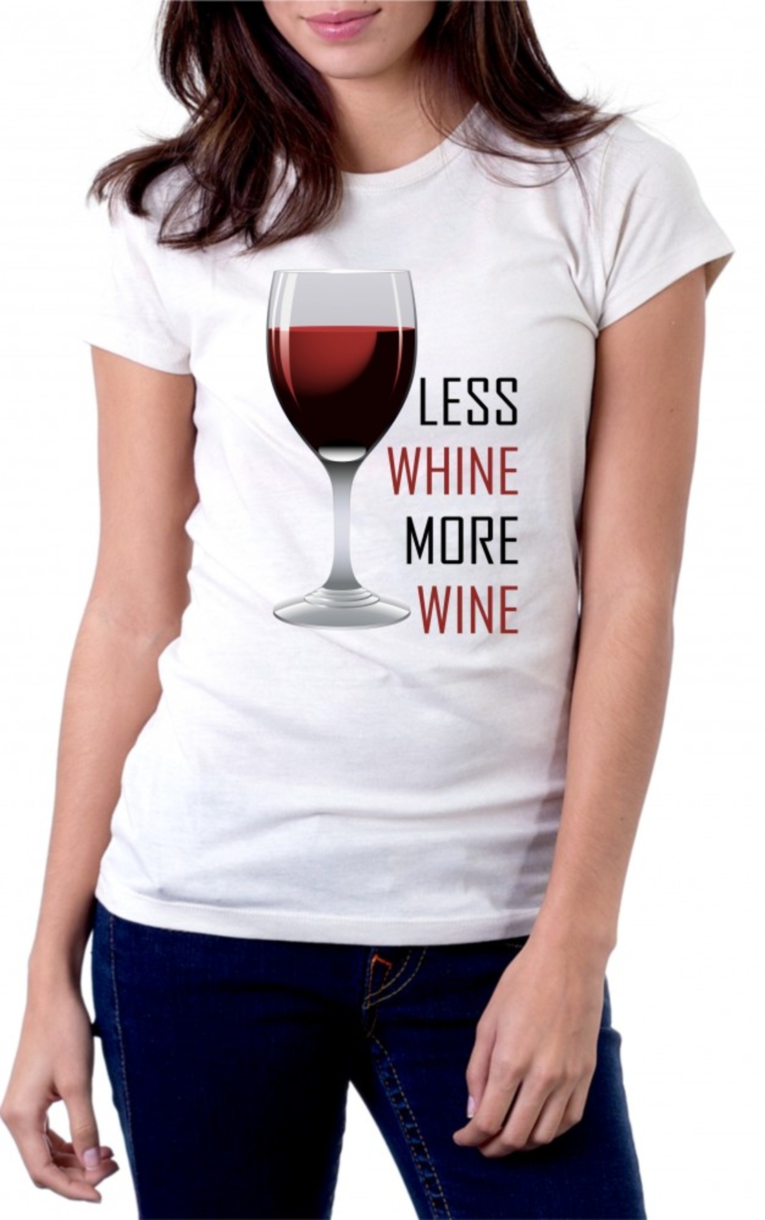 Бяла тениска - Less whine more wine