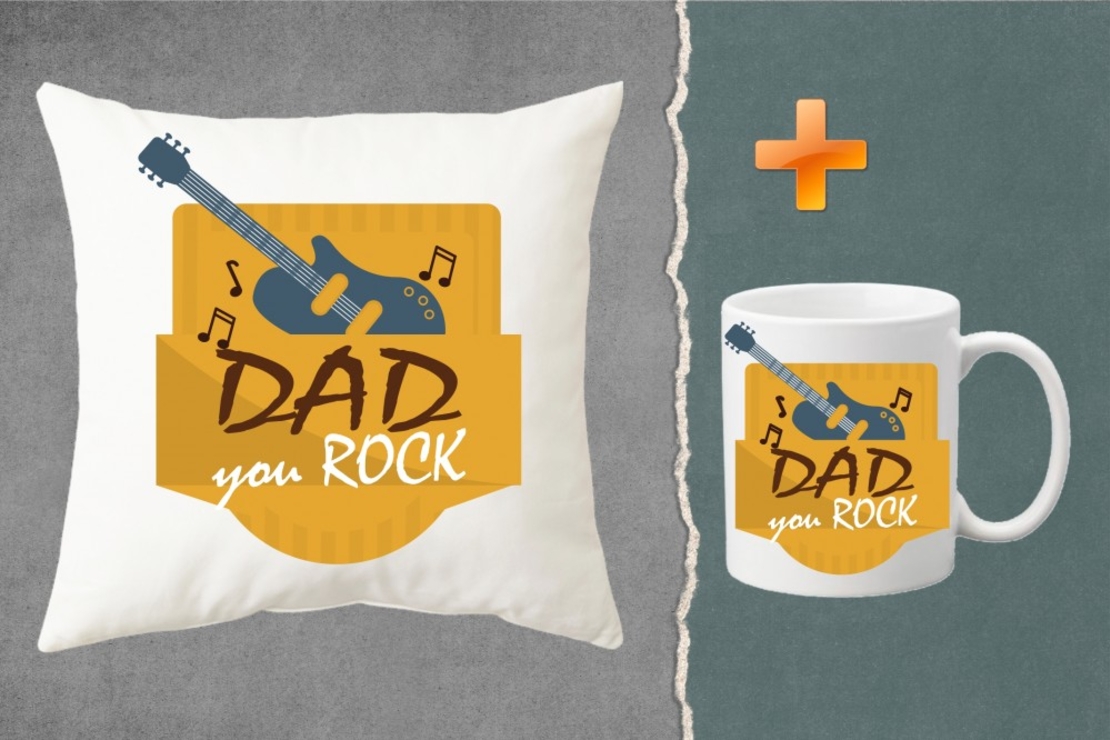 Комплект възглавница + чаша - Dad, you rock!