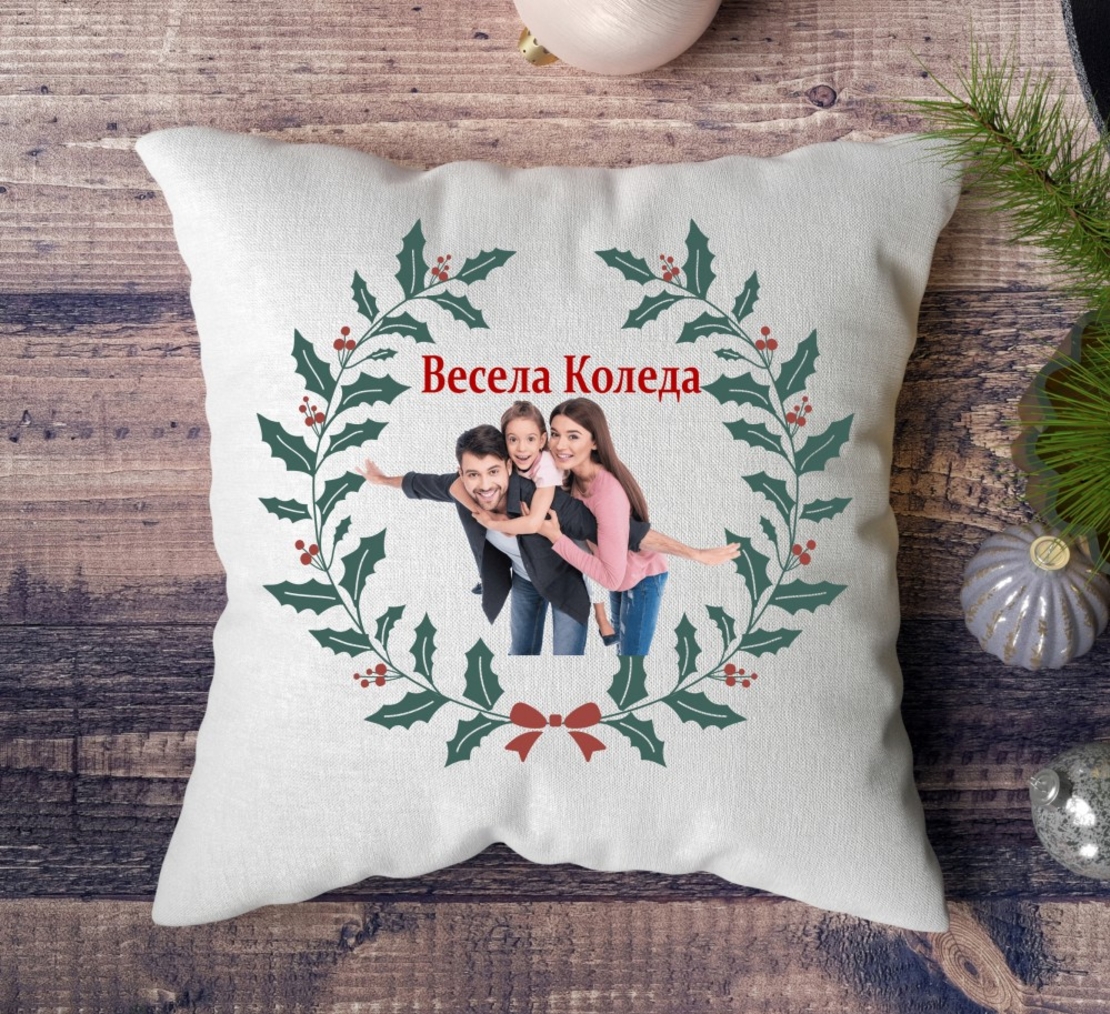 Коледна възглавница  със снимка