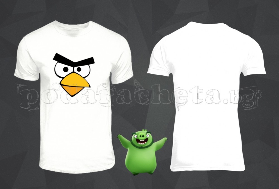 Бяла мъжка тениска - Angry Birds 1