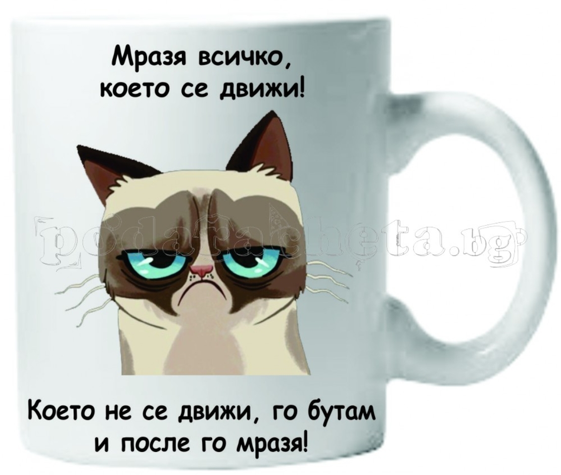 Бяла керамична чаша - Grumpy Cat 23