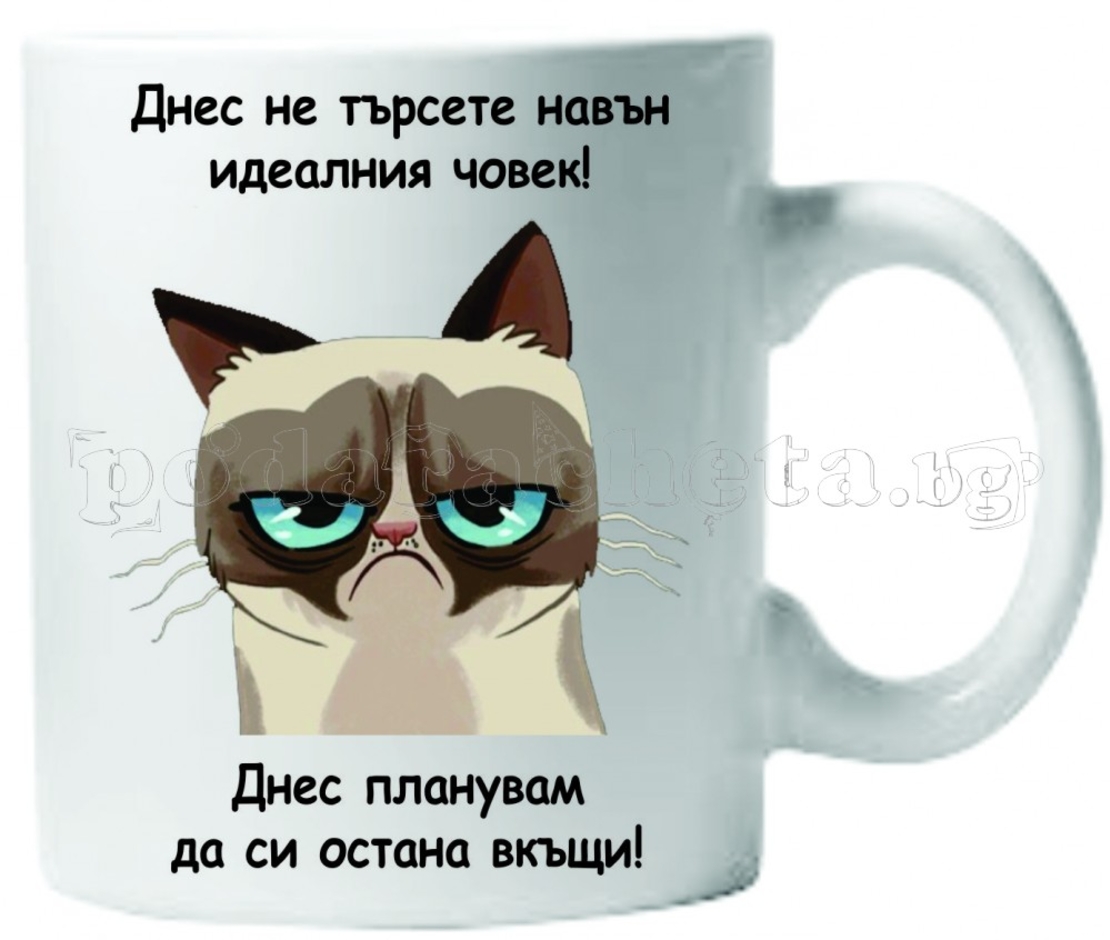 Бяла керамична чаша - Grumpy Cat 38