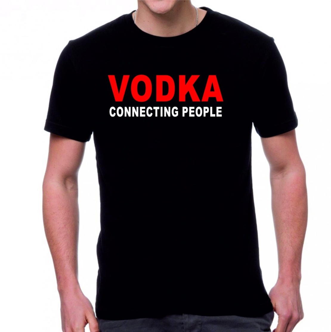 Черна мъжка тениска - Vodka - connecting people