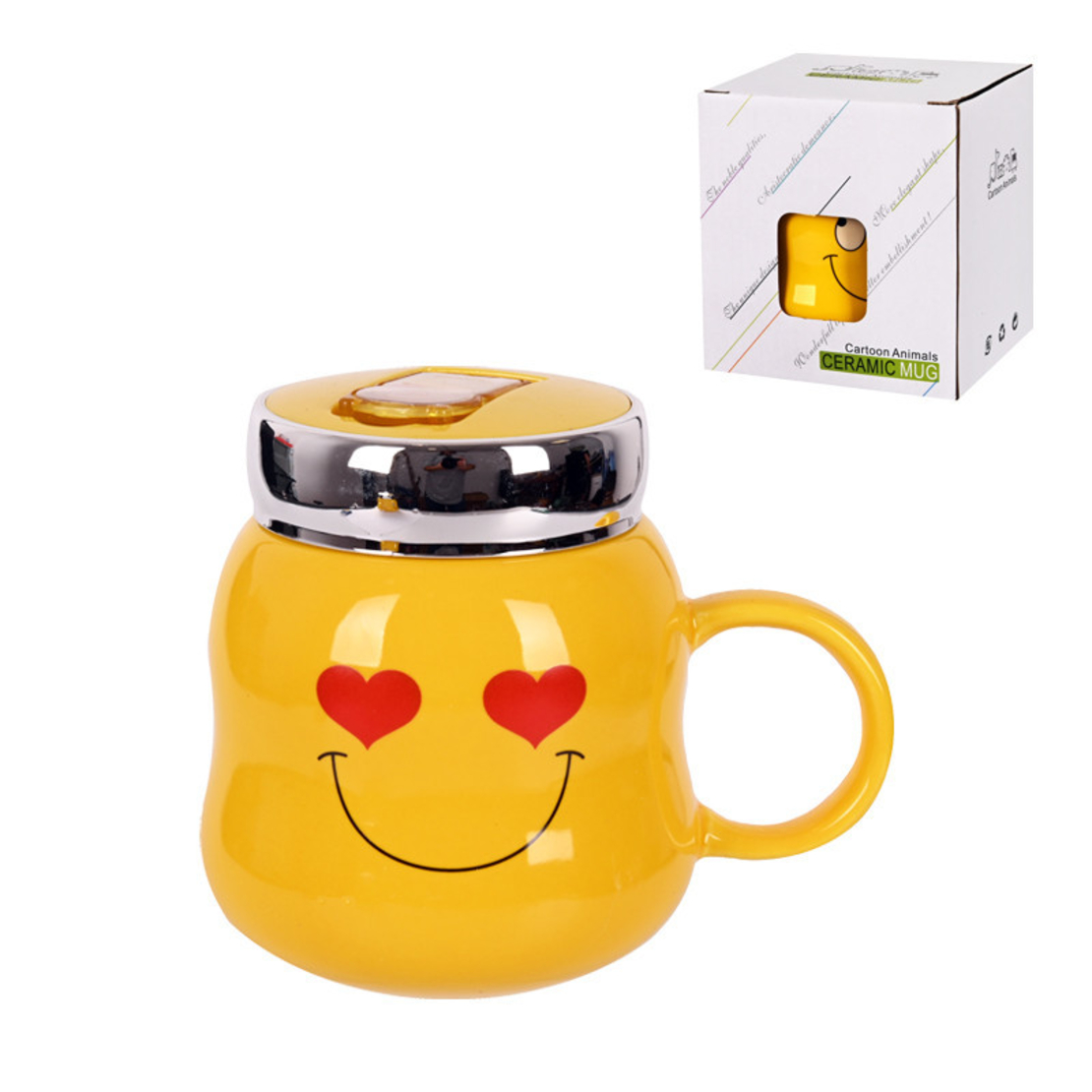 Забавна чаша - Emoji с капак