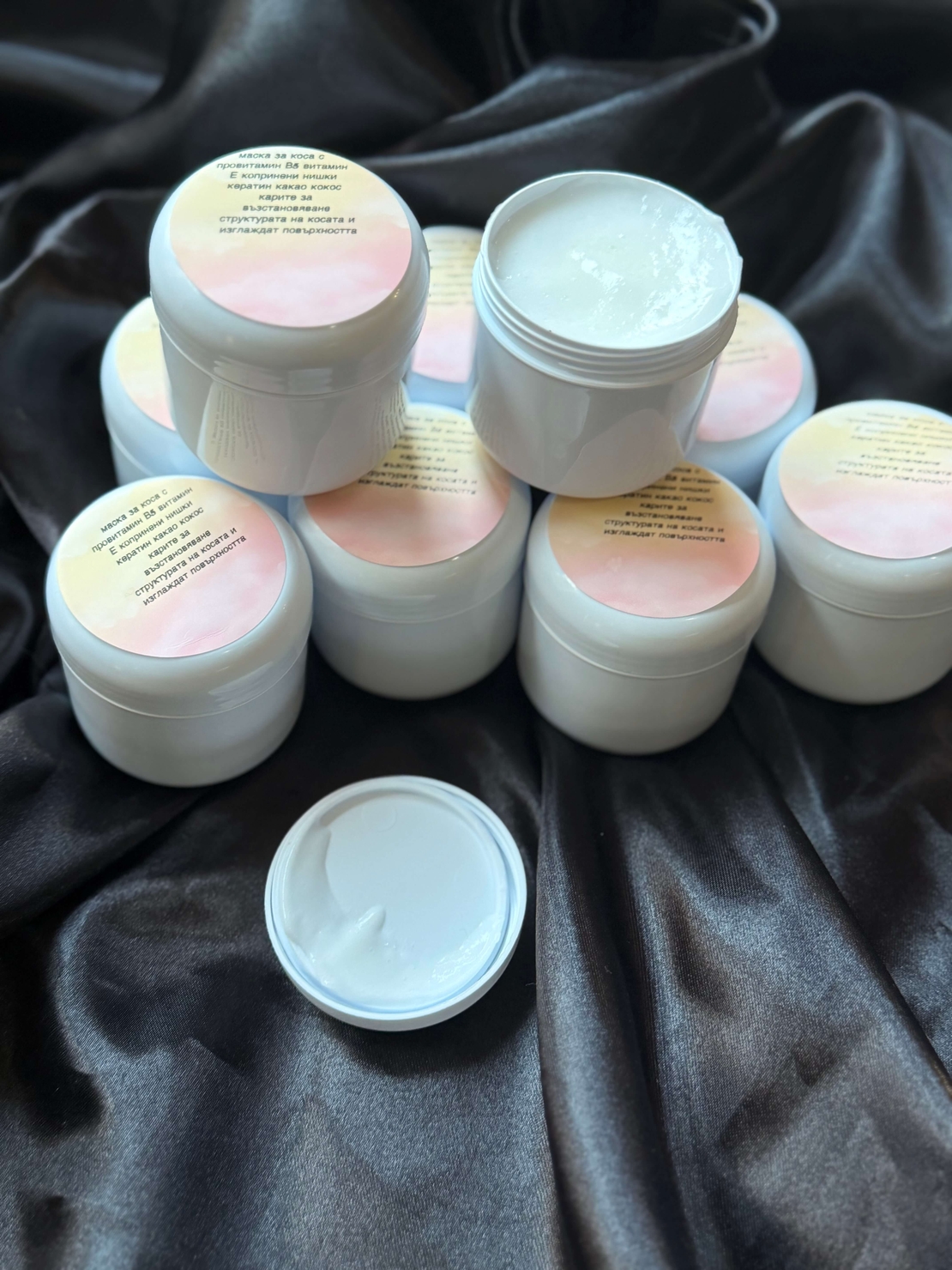 Маска за коса с витамин Е, провитамин B5, копринени нишки и хидролизиран кератин