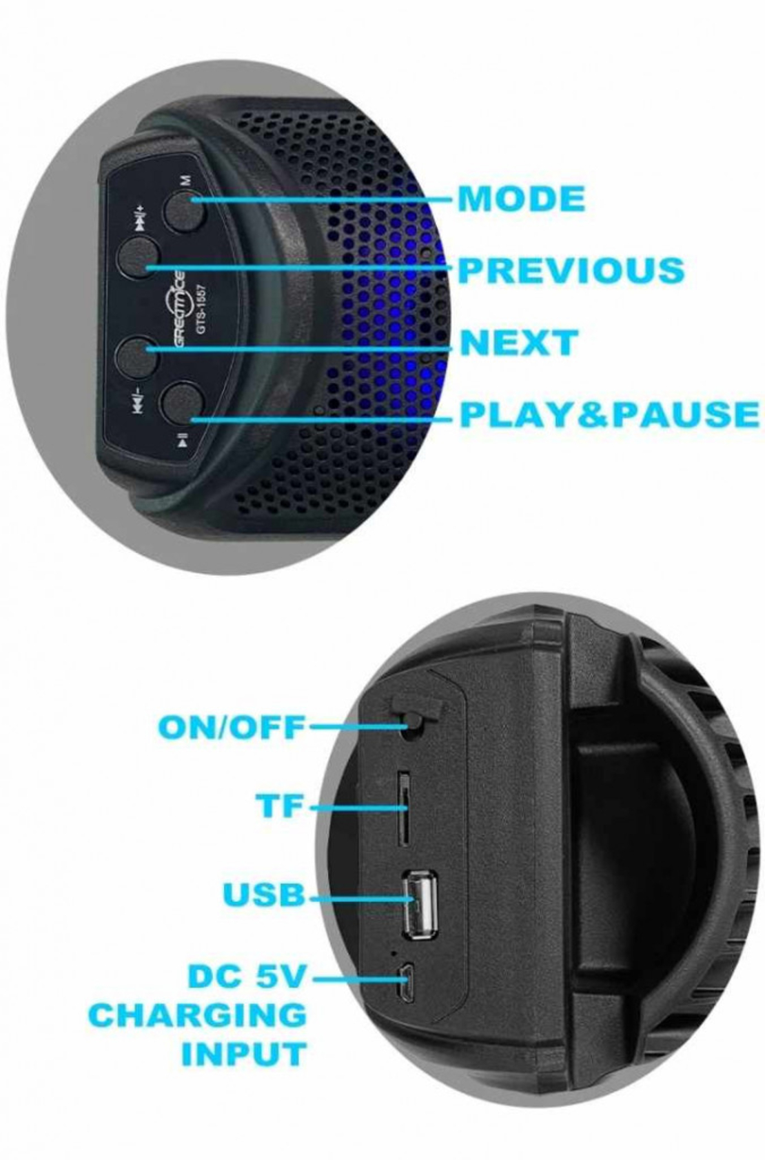 Мощна 6-инчова Bluetooth парти колонка с Hi-Fi звук и многофункционалност GTS-1557