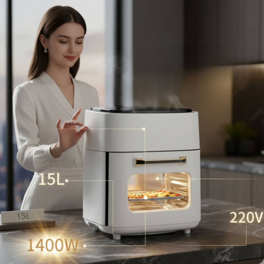 Електрически въздушен фритюрник (Air Fryer) 15L с тъч дисплей