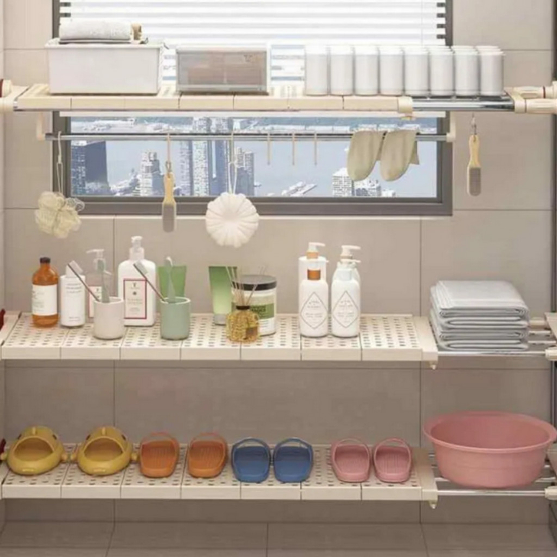 Разтегателен телескопичен рафт без пробиване 50–80 см