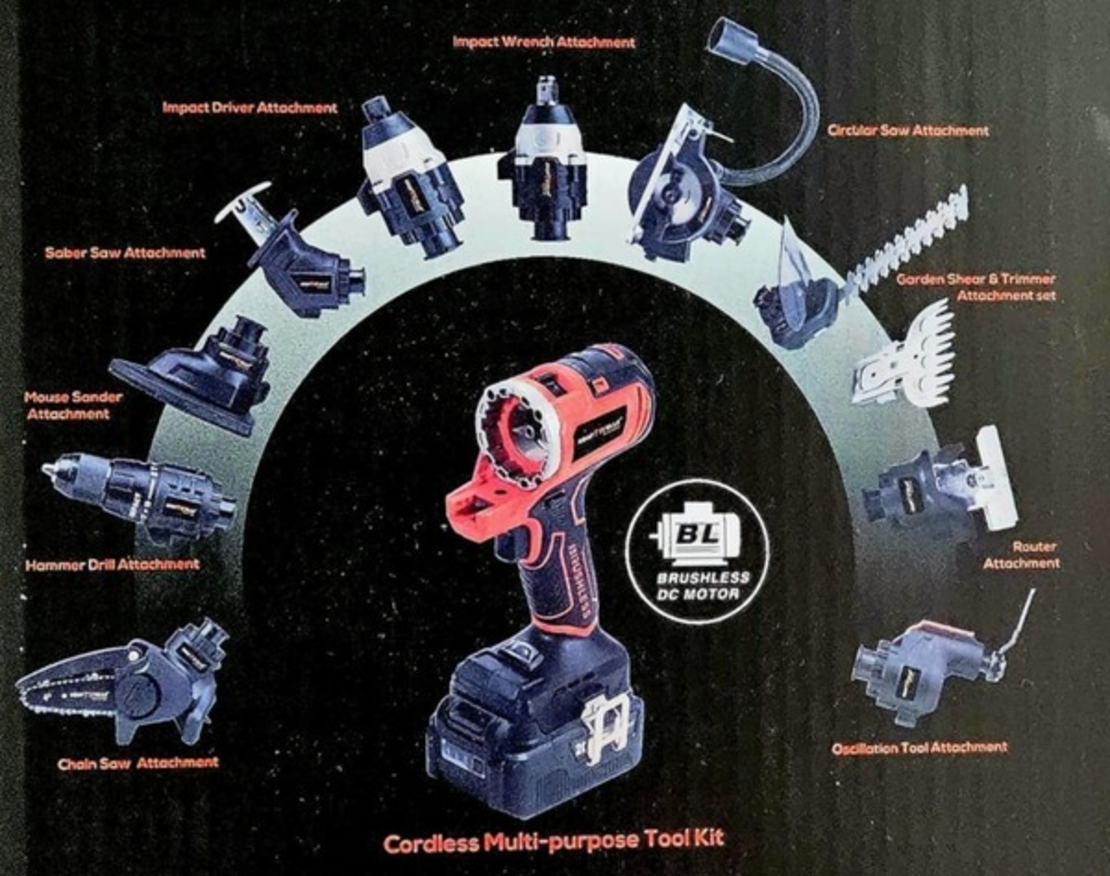 Акумулаторен мултифункционален комплект 20V безчетков 11 в 1 KRAFTWELLE KW-12390