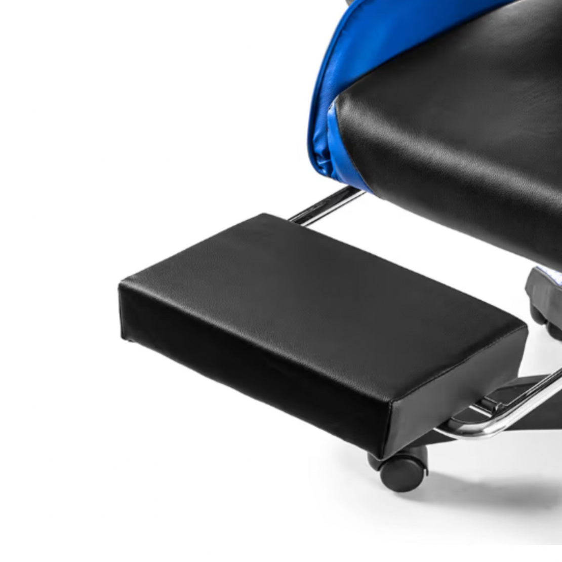 Геймърски стол с поставка за крака - подходящ за деца и тинейджъри- черно-син, въртящ, с масажна функция и спортен дизайн