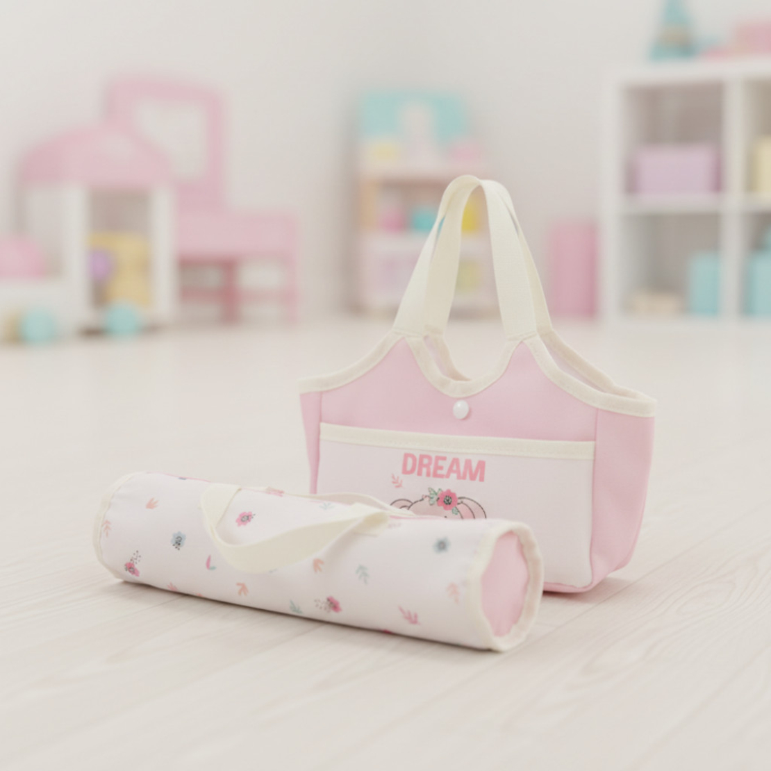 Комплект от 16 части с бебе, количка и аксесоари