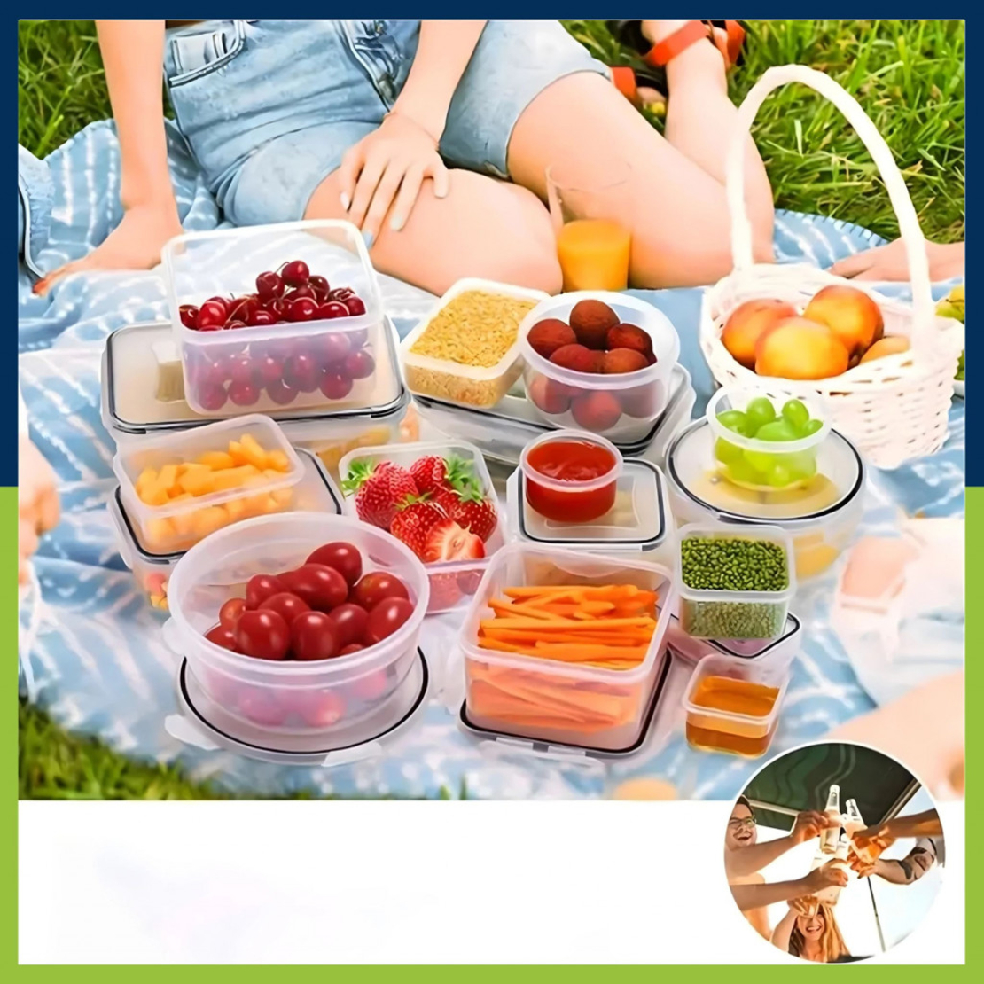 Комплект от 12 кутии за храна за обяд – пластмасови контейнери с капаци