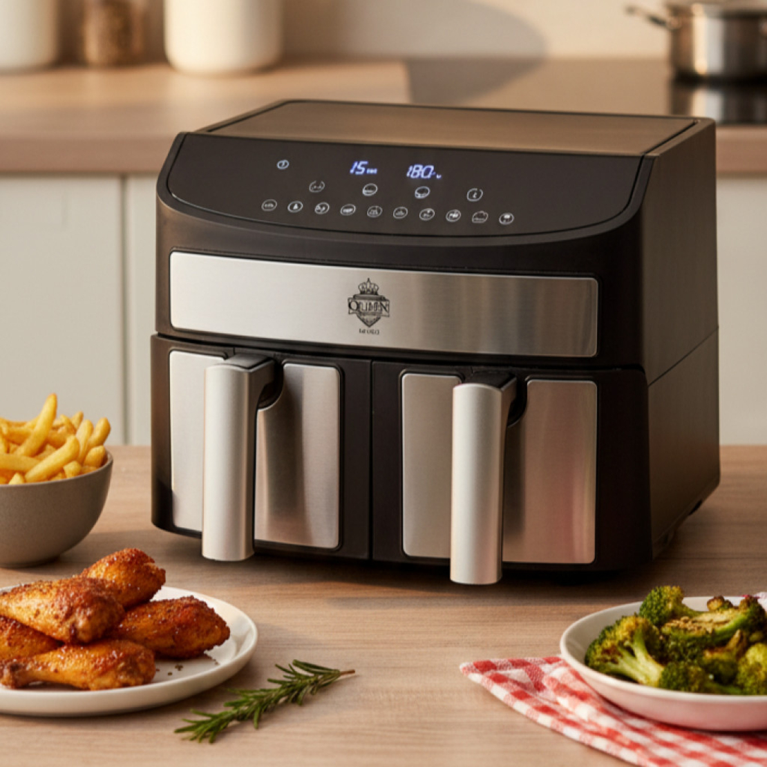 Двоен Air Fryer Queen KK-A02 - 7L, 2400W за здравословно и бързо готвене