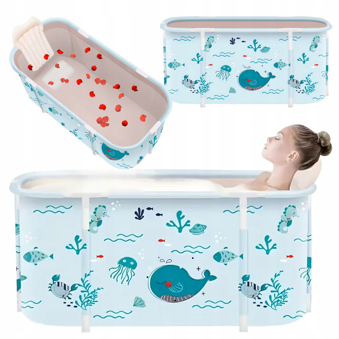 Сгъваема преносима вана XXL с възглавница и топлоизолация – Комфорт и удобство в малката баня
